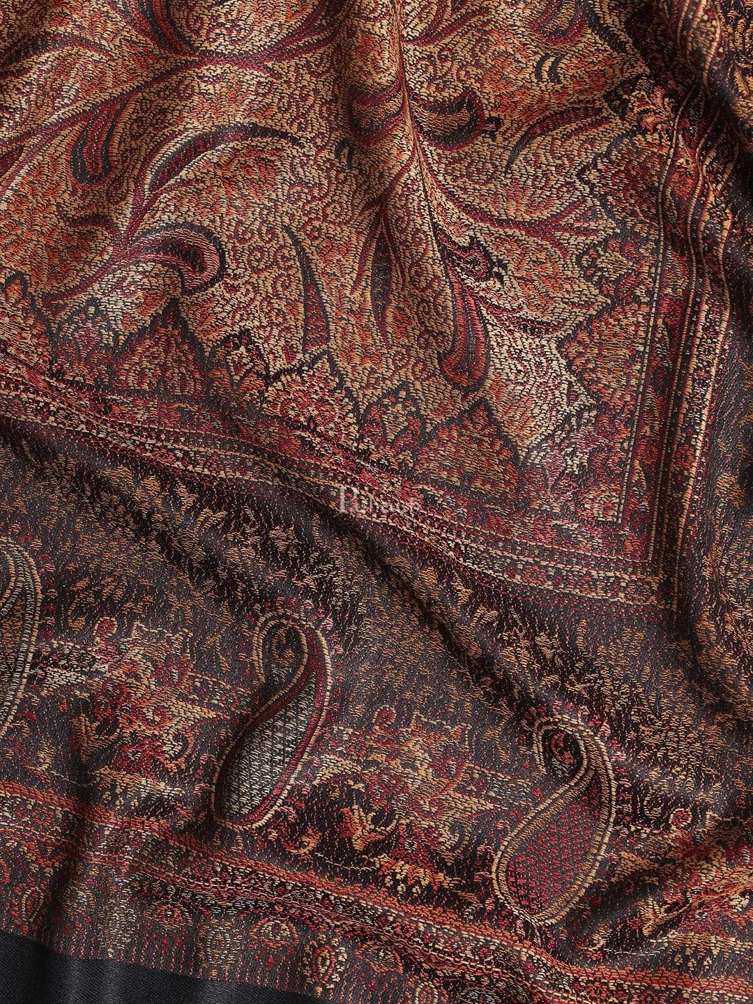 Pashtush Mens Jamawar Stole, Faux Pashmina, Black