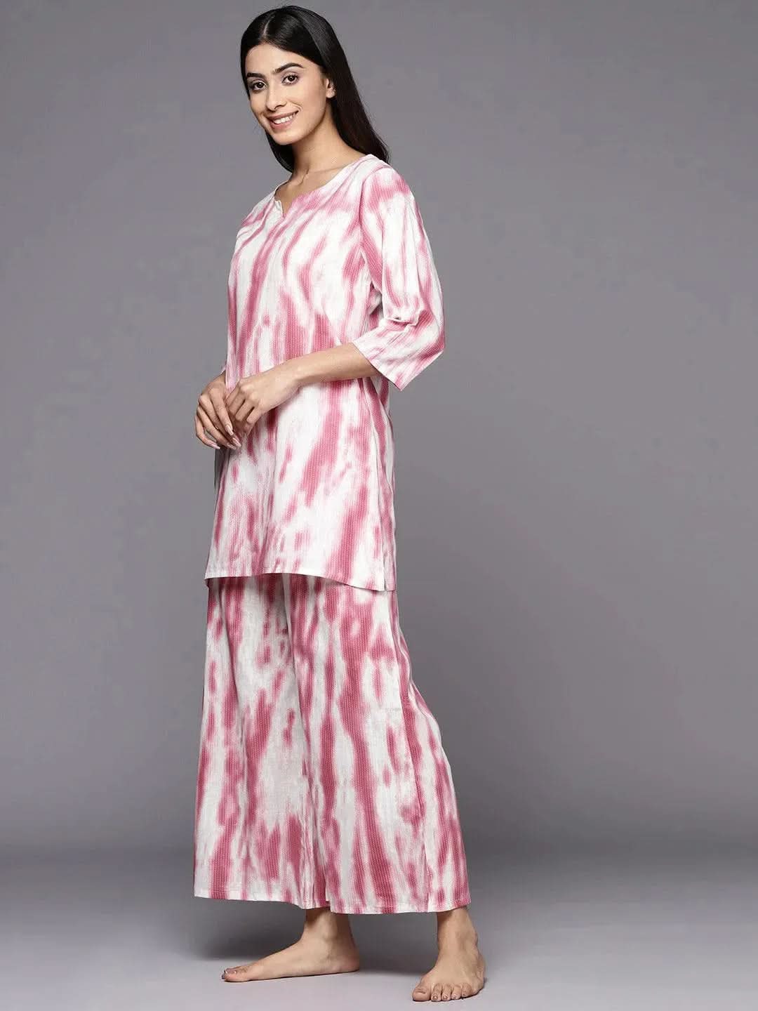 Pink Printed Cotton Night Suit