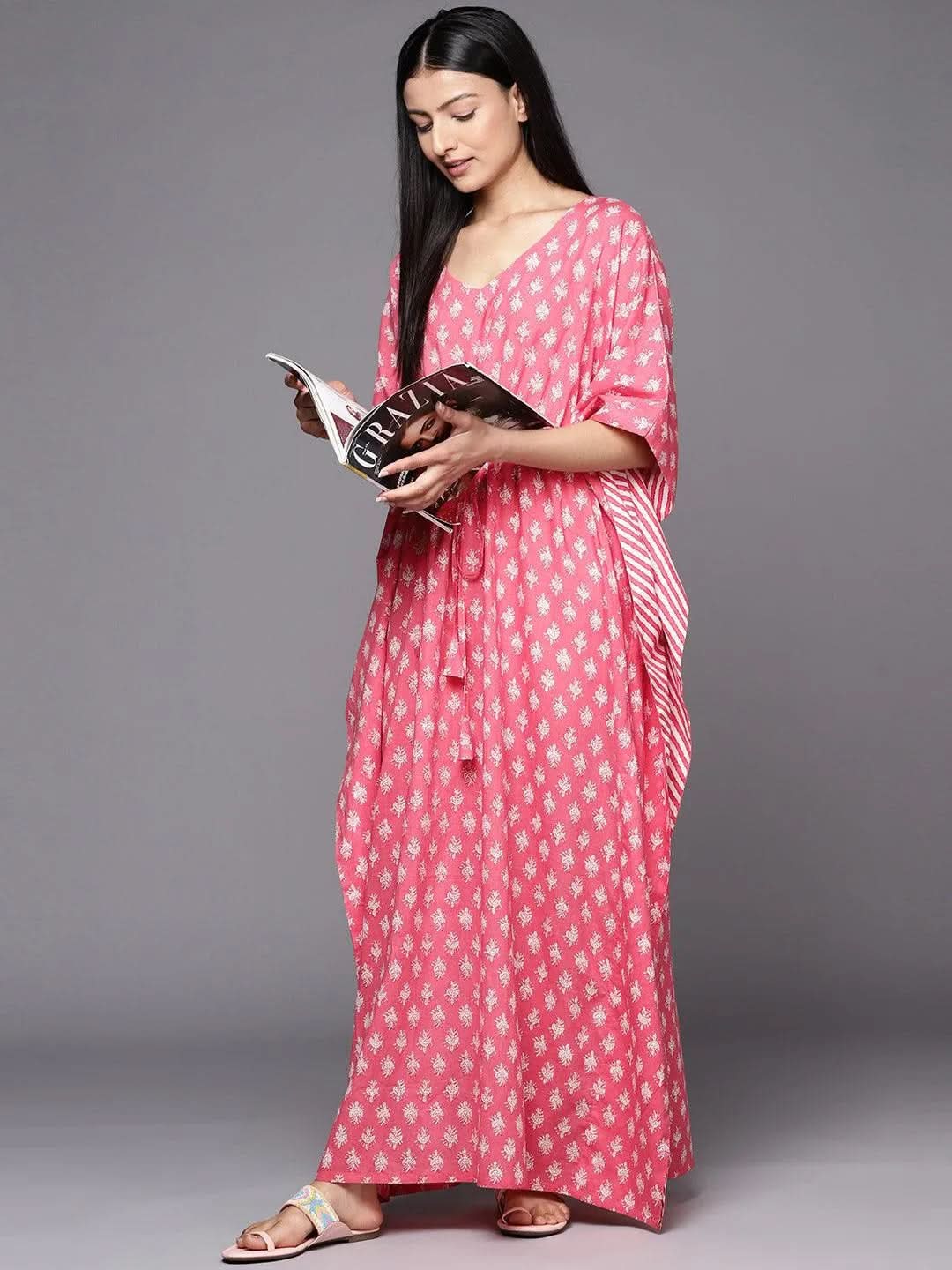 Pink Printed Cotton Nightdress