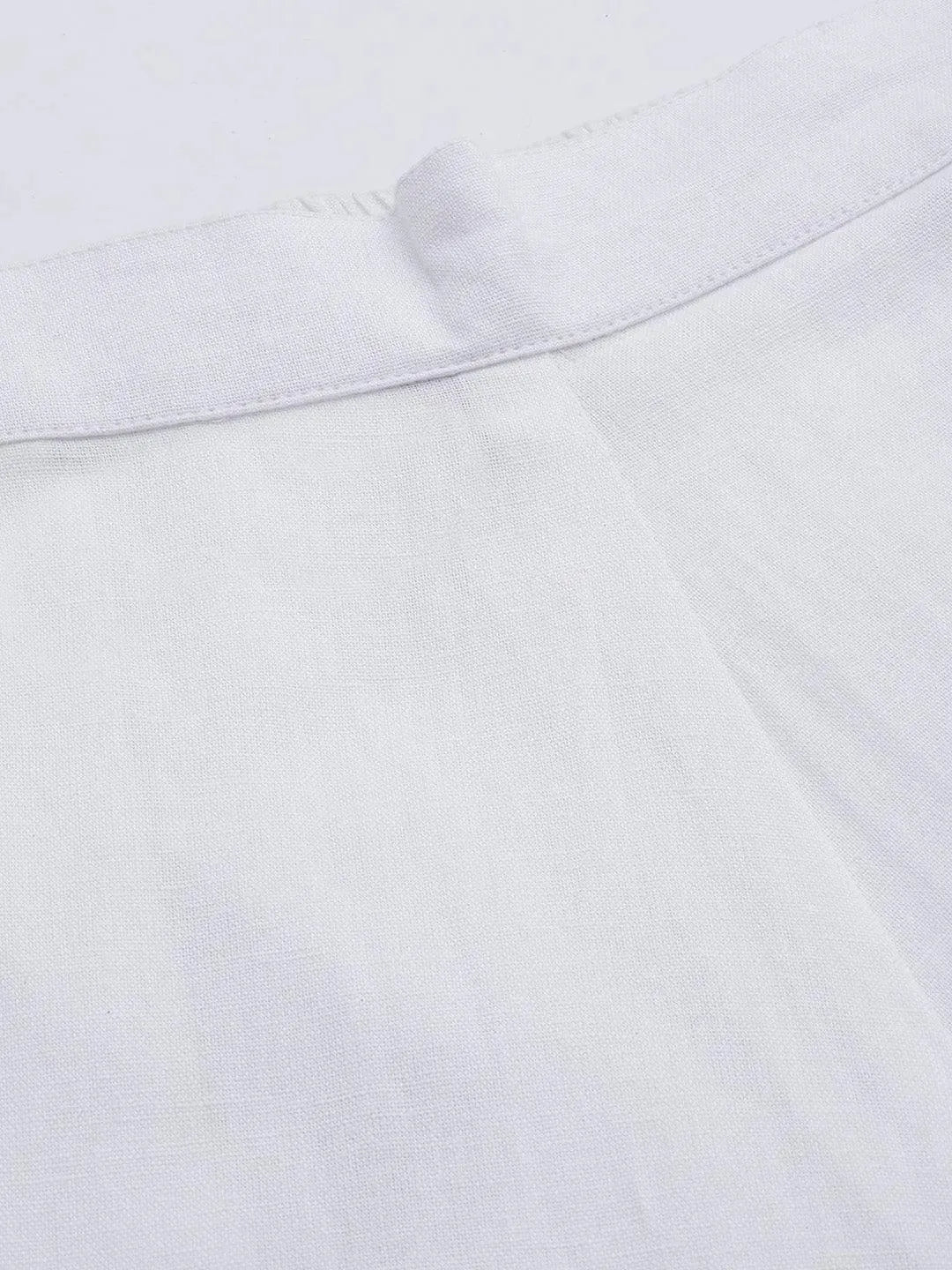 White Solid Cotton Trousers