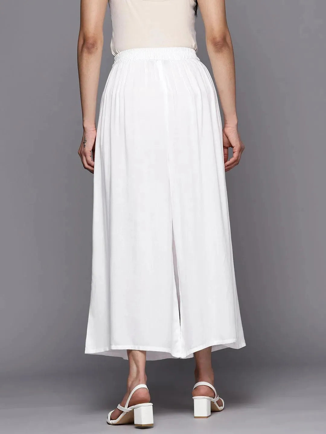 White Solid Rayon Palazzos