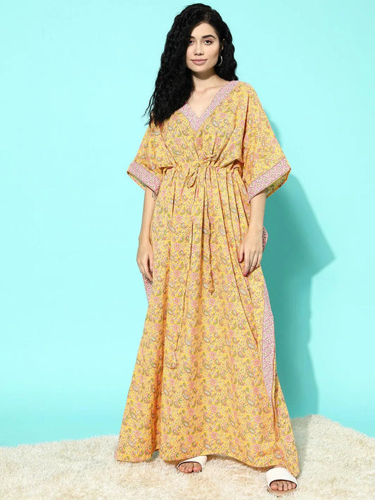 Yellow Printed Cotton Nightdress