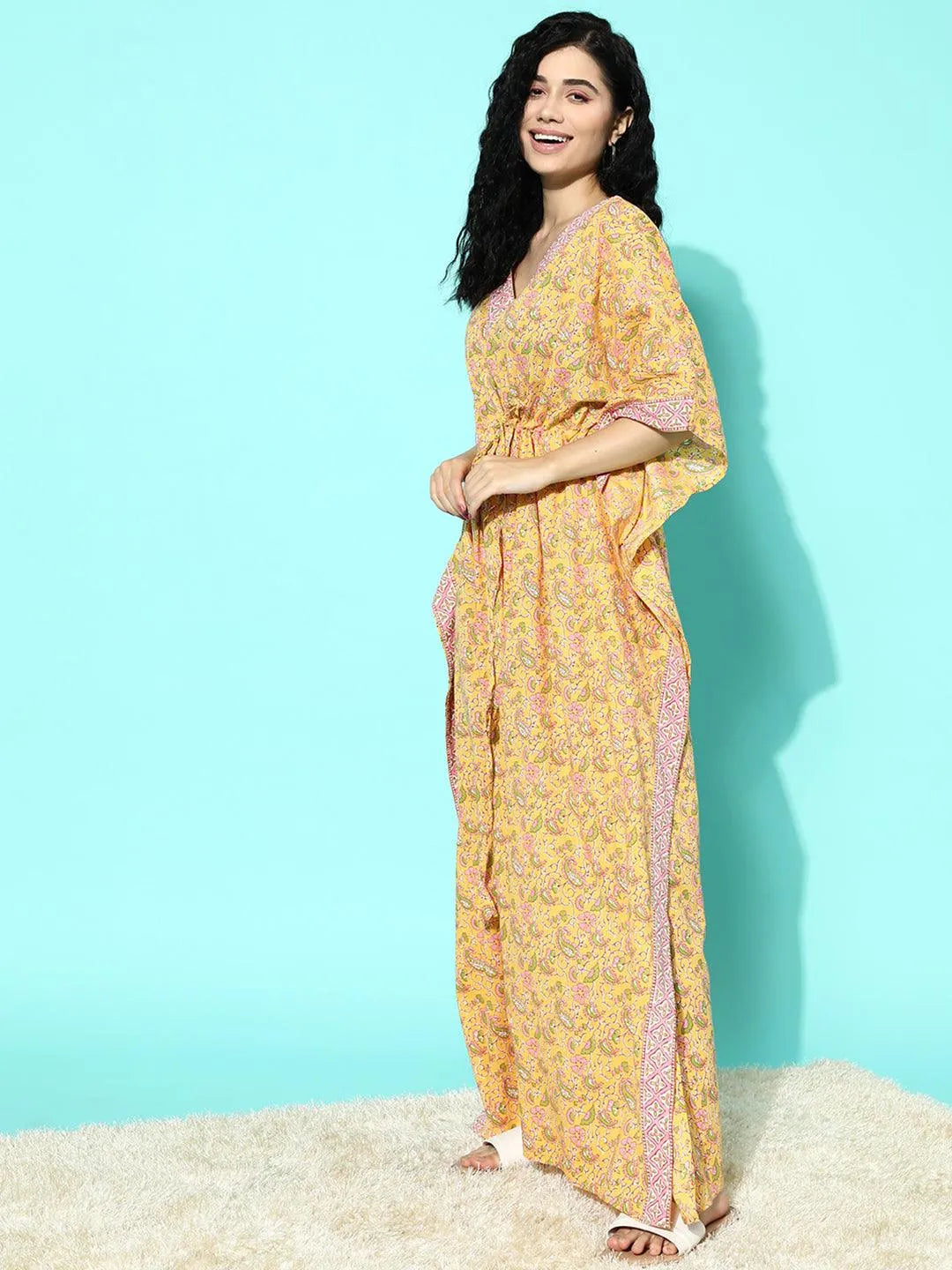 Yellow Printed Cotton Nightdress