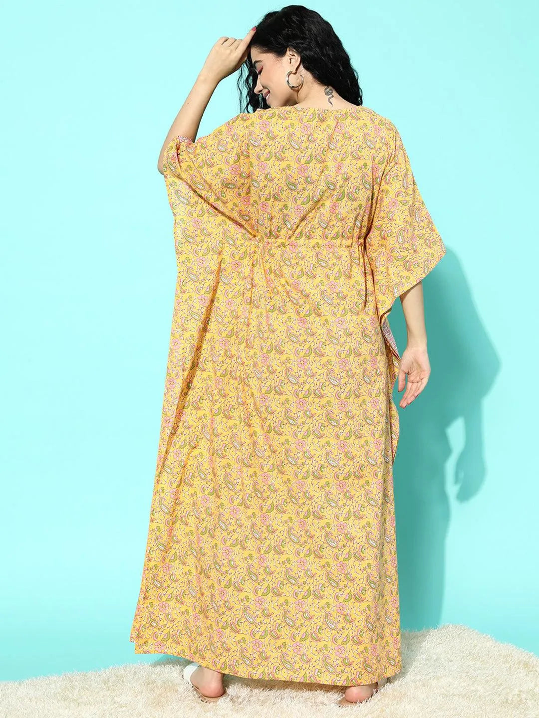Yellow Printed Cotton Nightdress
